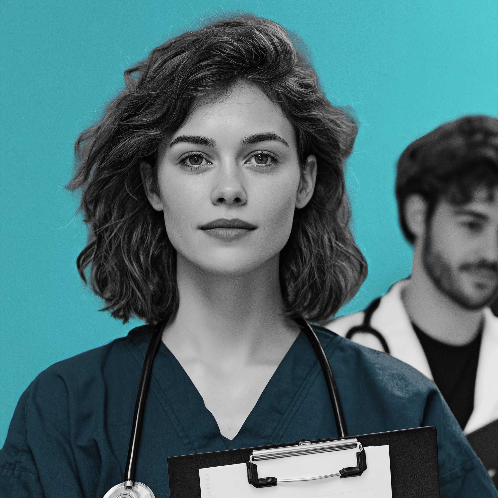 Arts en assistent bespreken gezondheidsklachten in het Duits met een Duitstalige patiënt tijdens een consult.Duits leren wellness gezondheid
